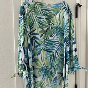 Allison Daley Tropics Leaf Print Tunic Top